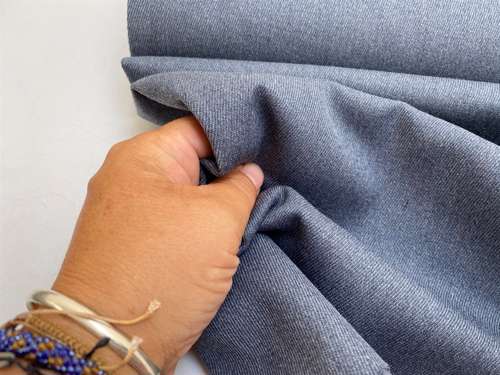 Bukse uld - diagonal vævet i denimblå med meleret look, rest på 1 m